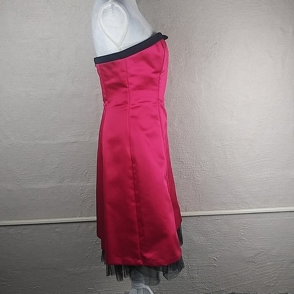 Faviana New York Pink Faux Bow Bodice  Strapless Zipper Back Semi Formal Dress - Picture 4 of 9